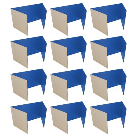 Flipside 18in X 48in  Blue Corrugated Study Carrel 5/32in, 12PK 61846-12